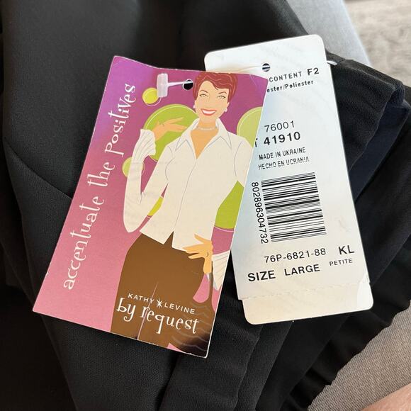 Kathy Levine by Request Black Straight Dress Slacks Pants Lined New Petite Large - Picture 9 of 13